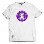 T-shirt Outsidewear "Monogram" biały fioletoy